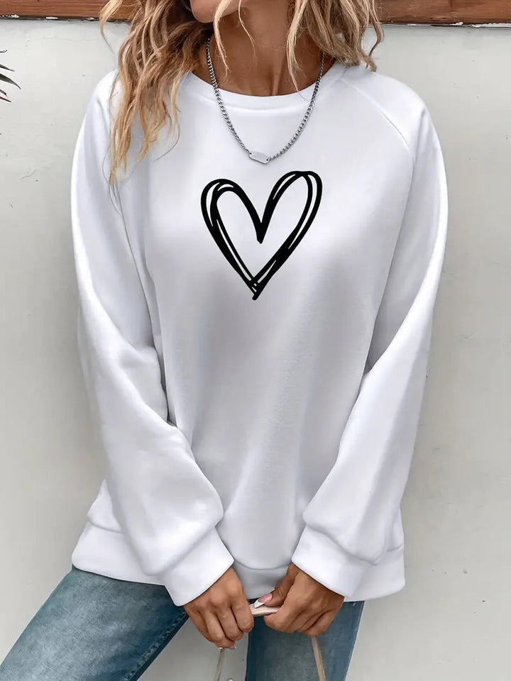 Heartzone - Casual Sweatshirt with Heart Pattern