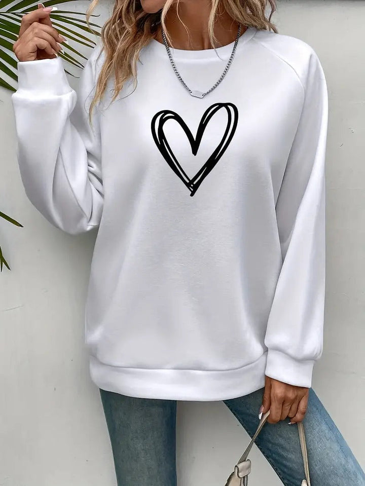 Heartzone - Casual Sweatshirt with Heart Pattern