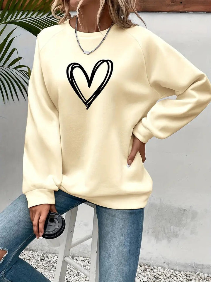 Heartzone - Casual Sweatshirt with Heart Pattern