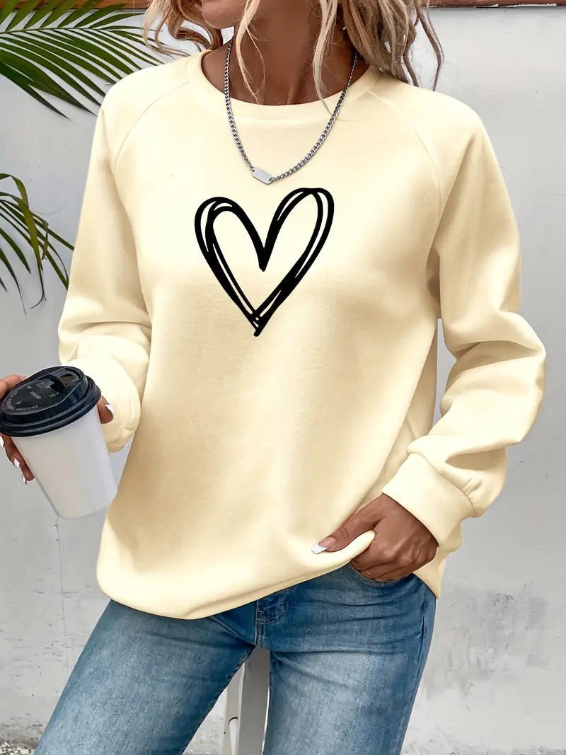 Heartzone - Casual Sweatshirt with Heart Pattern