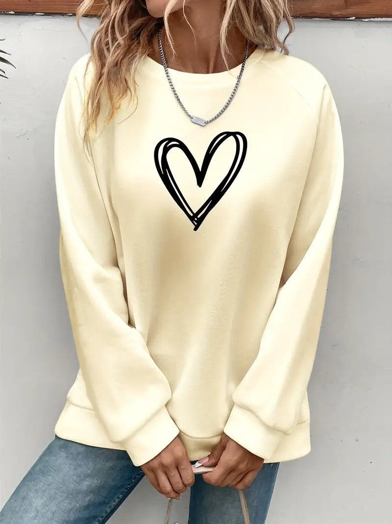 Heartzone - Casual Sweatshirt with Heart Pattern