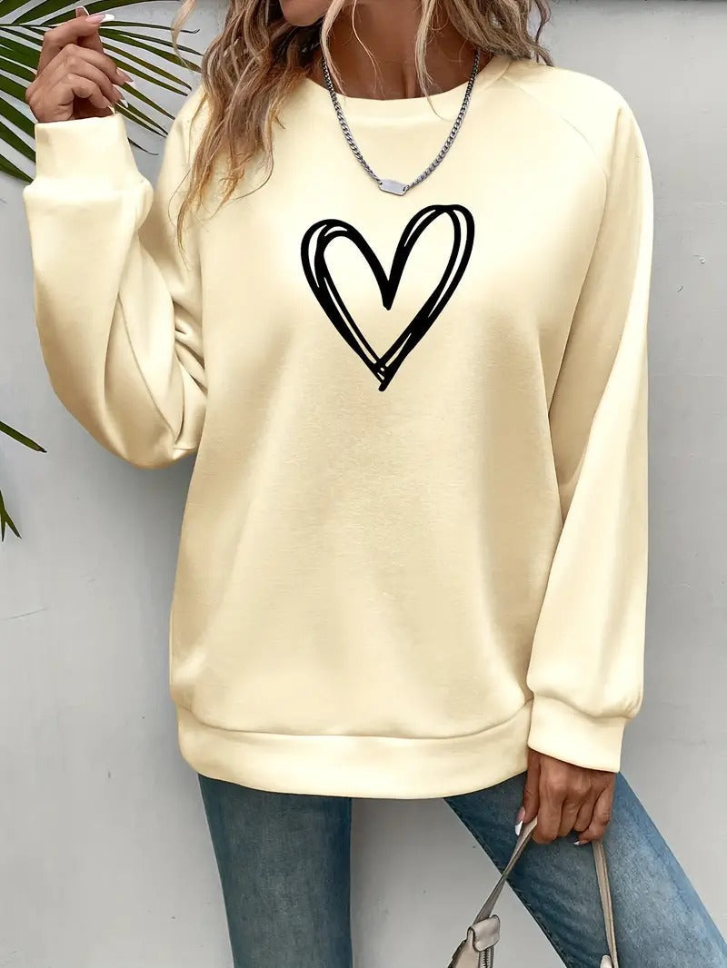Heartzone - Casual Sweatshirt with Heart Pattern
