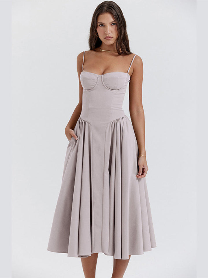Vintage Inspired Elegant Long Tank Style Dress for Wedding Guests with Flattering Silhouette