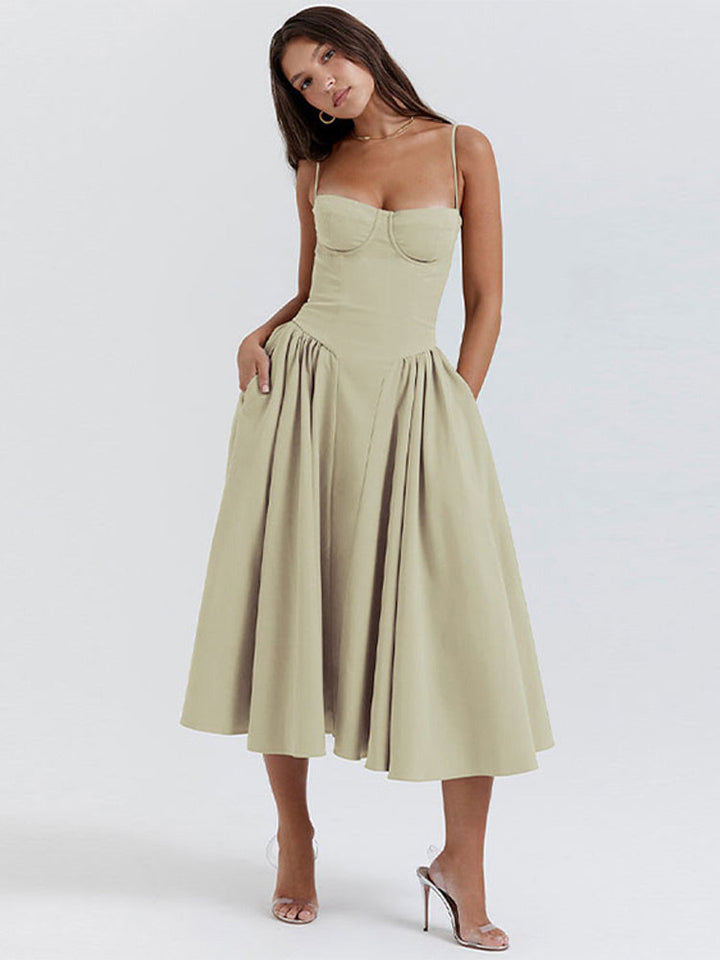 Vintage Inspired Elegant Long Tank Style Dress for Wedding Guests with Flattering Silhouette
