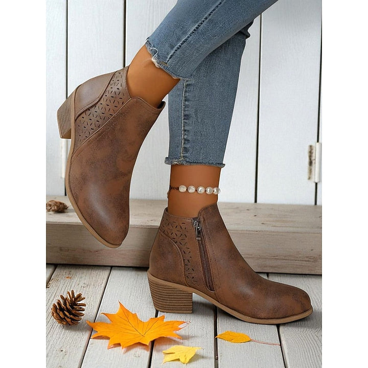 Hollis | Cutout Low Heeled Ankle Boots