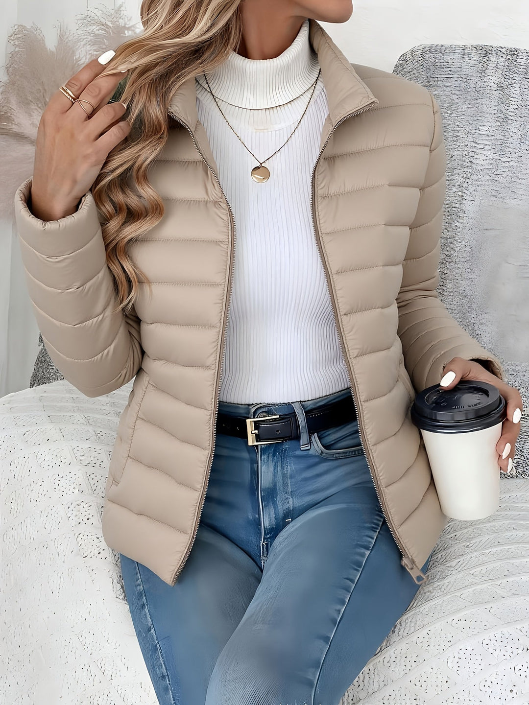 Vivienne | Lightweight Stand Collar Puffer Jacket