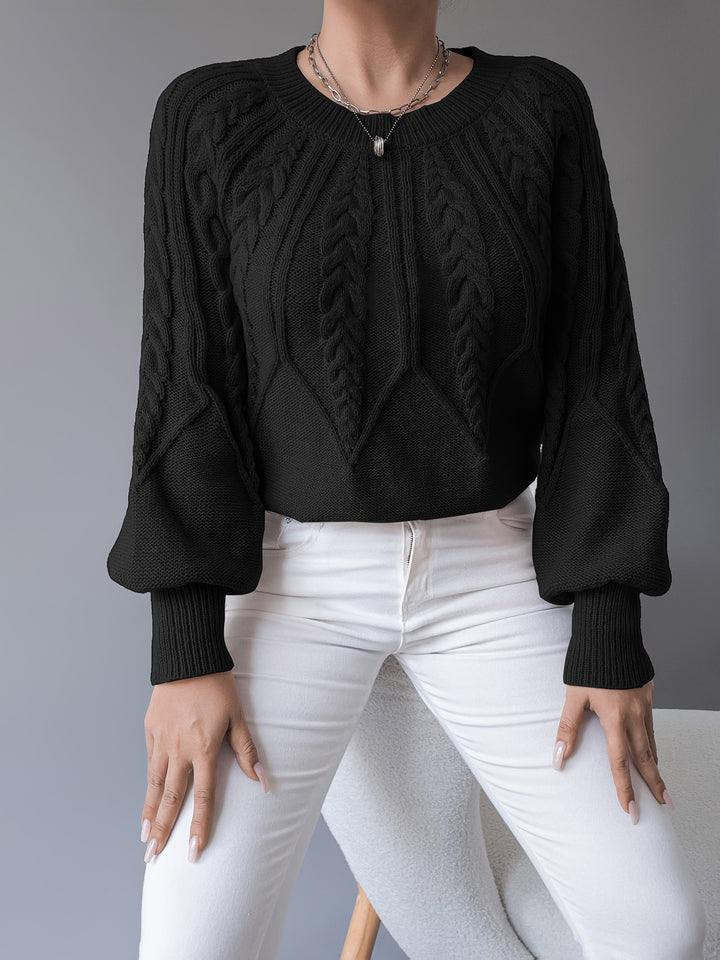 Sabine | Cable Knit Lantern Sleeve Sweater