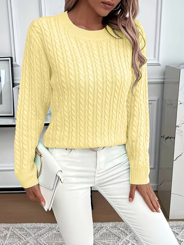 Faye | Cable Knit Round Neck Sweater