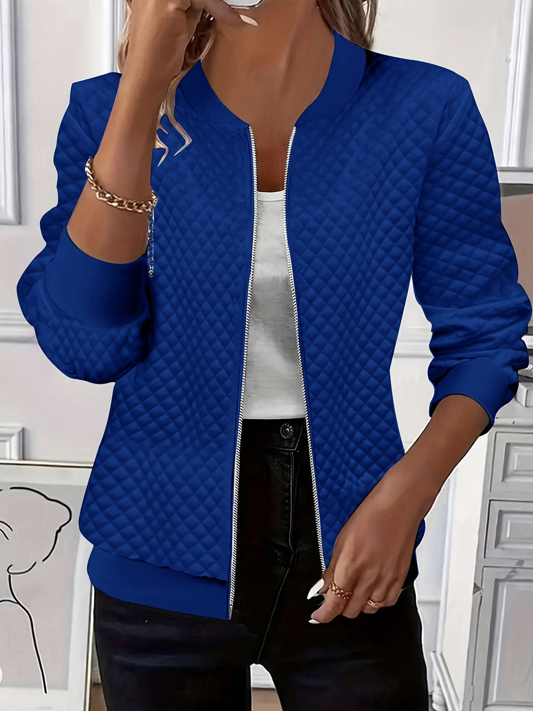 Carolyn | Quilted Texture Baseball Jacket