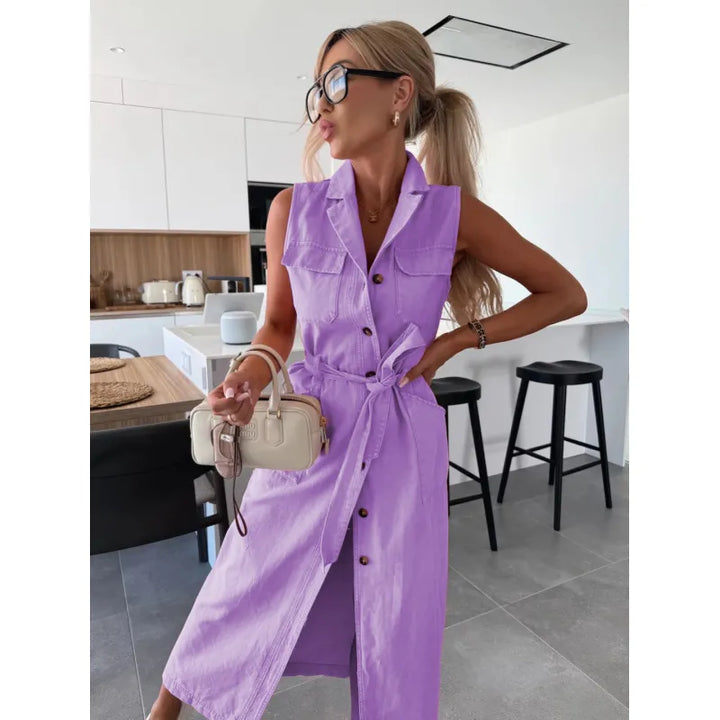 Olivia | Women’s Maxi Dress with Buttons and Belt