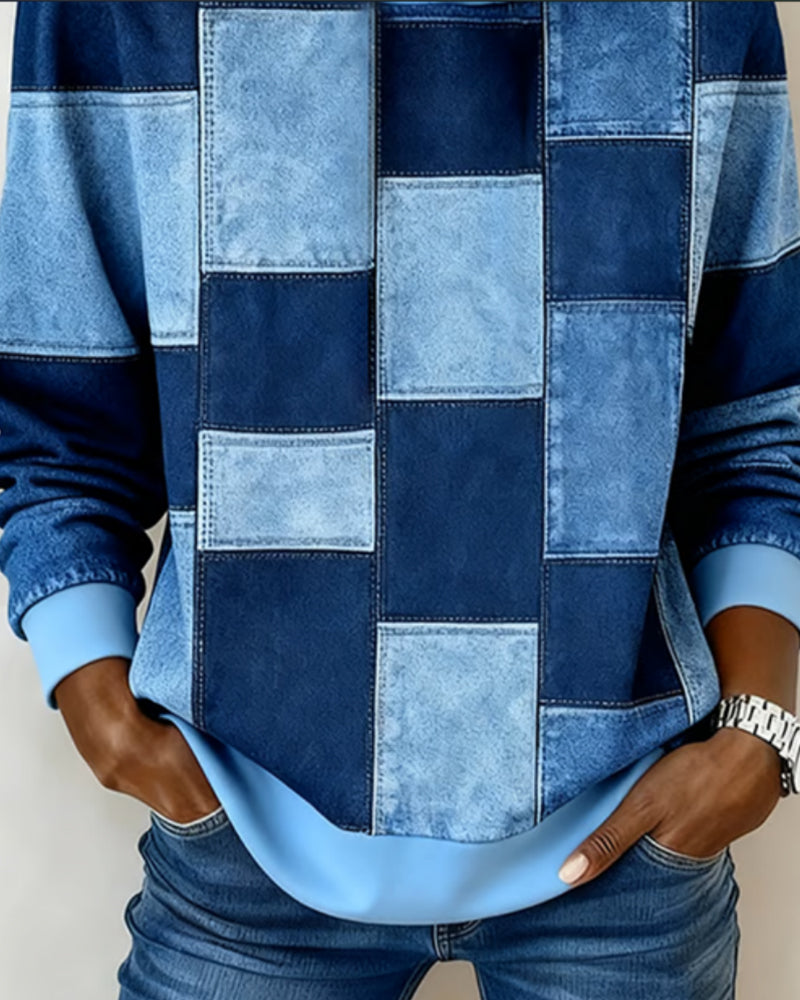 Stylish Long Sleeve Checkered Hoodie