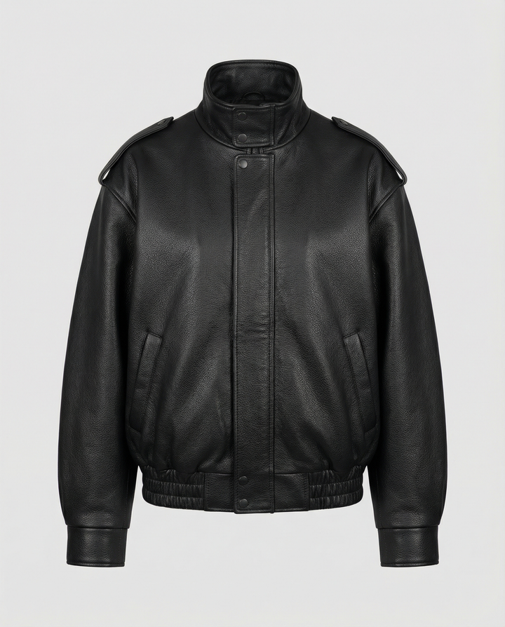 Ebba | Fluid Leather Jacket with Notch Lapel