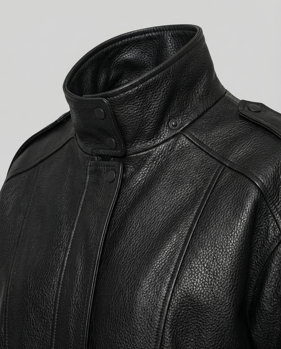 Ebba | Fluid Leather Jacket with Notch Lapel