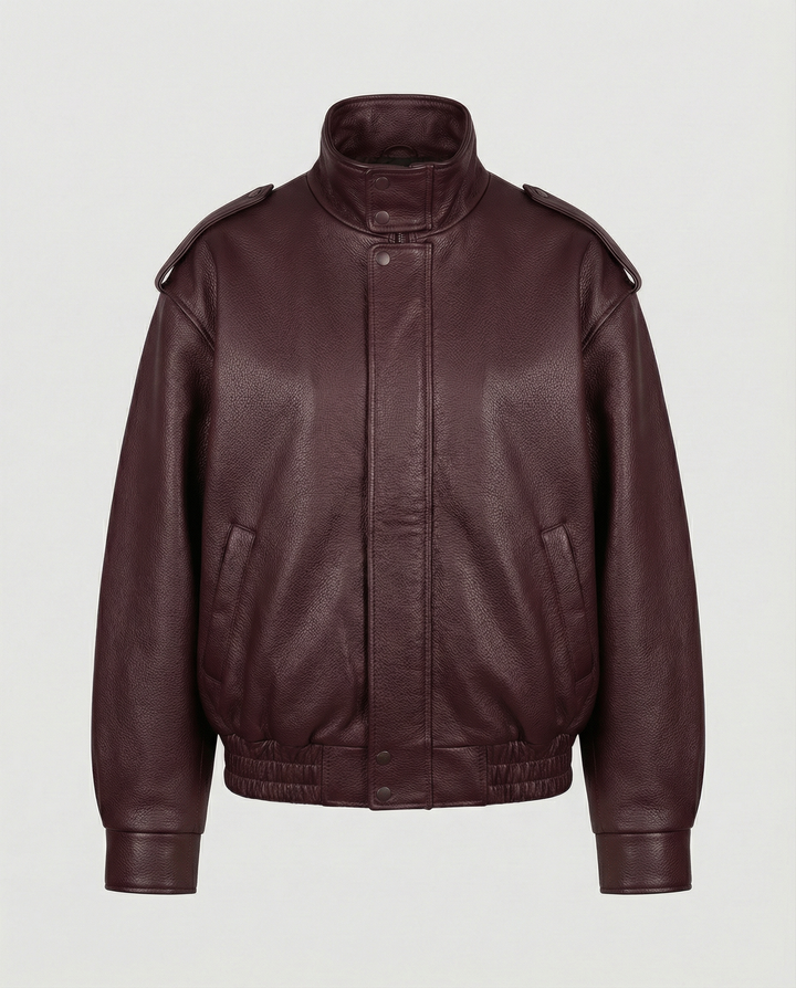 Ebba | Fluid Leather Jacket with Notch Lapel