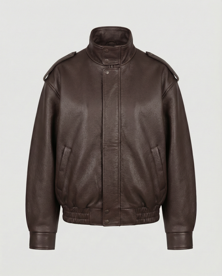 Ebba | Fluid Leather Jacket with Notch Lapel