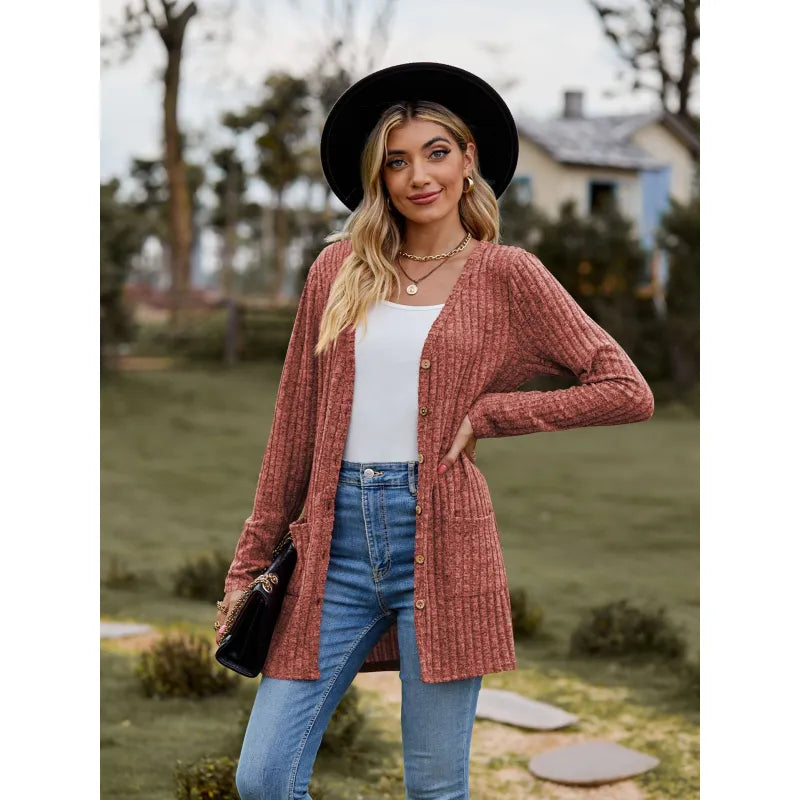 Ember | Women's Cardigan with Buttons and Ribbed Texture