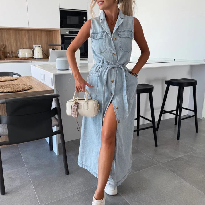 Olivia | Women’s Maxi Dress with Buttons and Belt