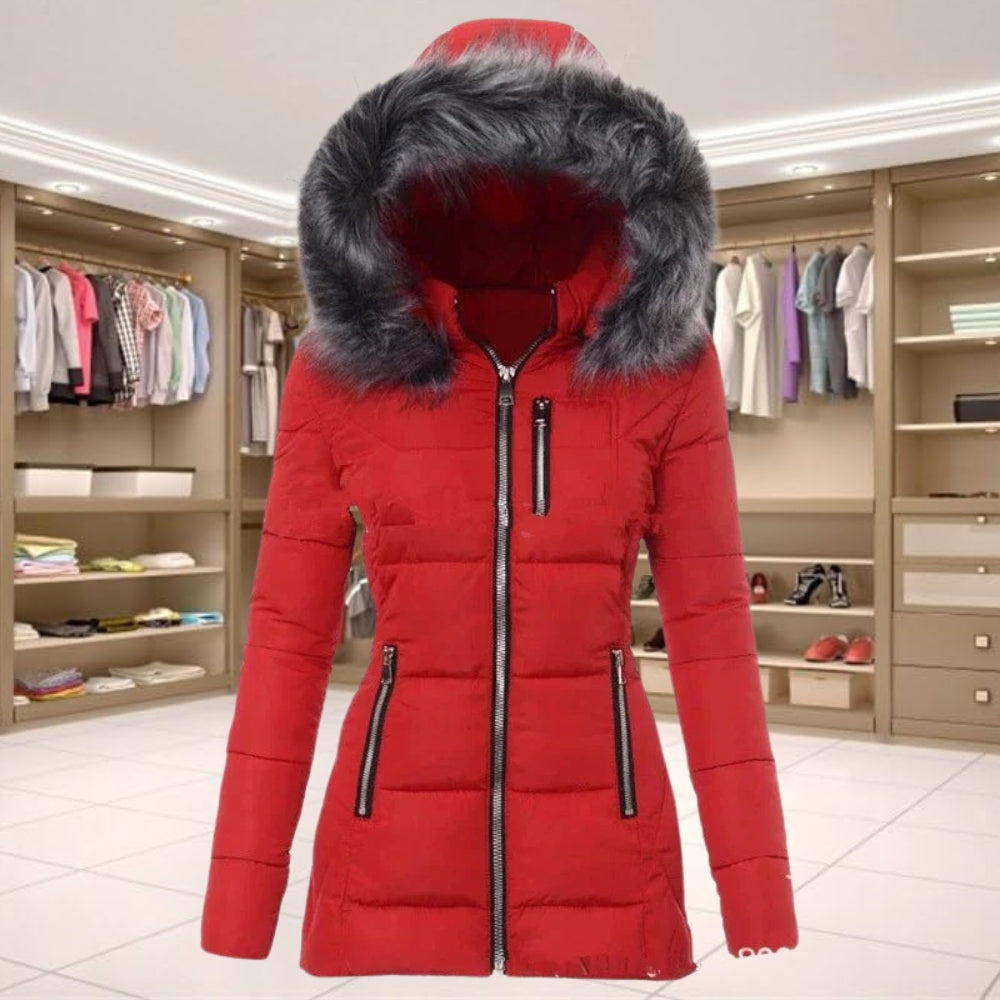 Warm Faux Fur Winter Jacket with Trim