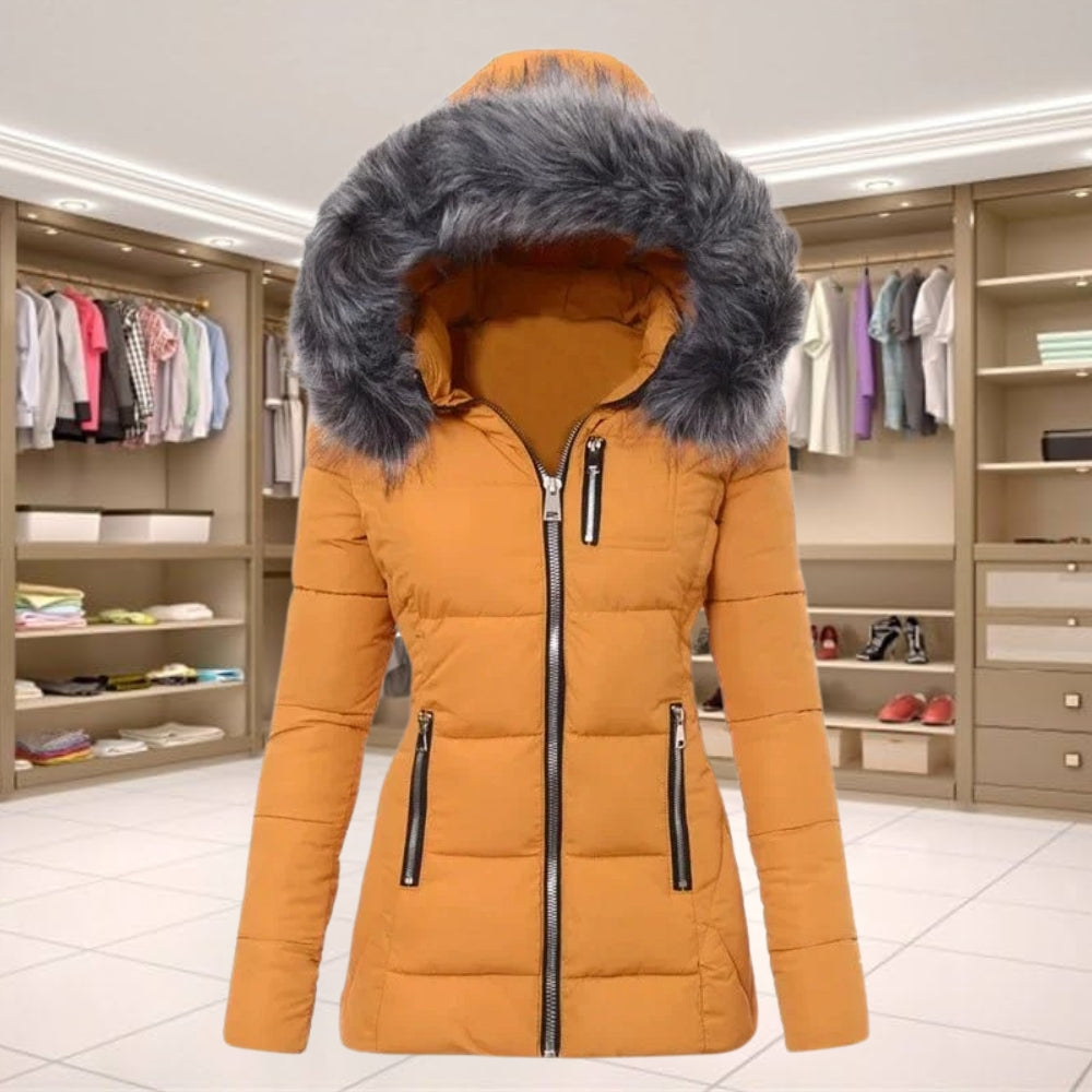 Warm Faux Fur Winter Jacket with Trim