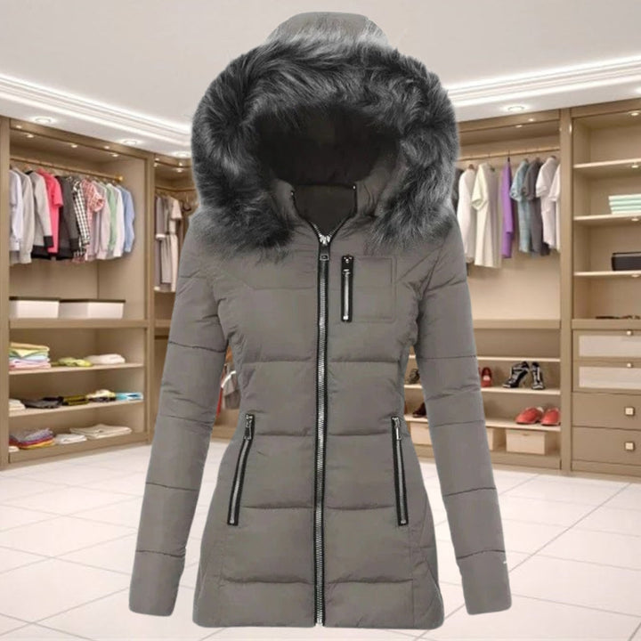 Warm Faux Fur Winter Jacket with Trim