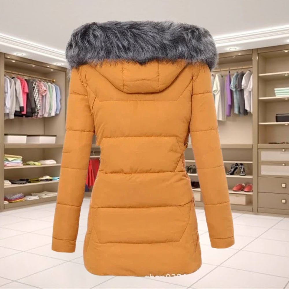 Warm Faux Fur Winter Jacket with Trim
