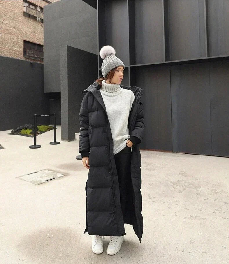 | Maxi Quilted Winter Jacket with Hood