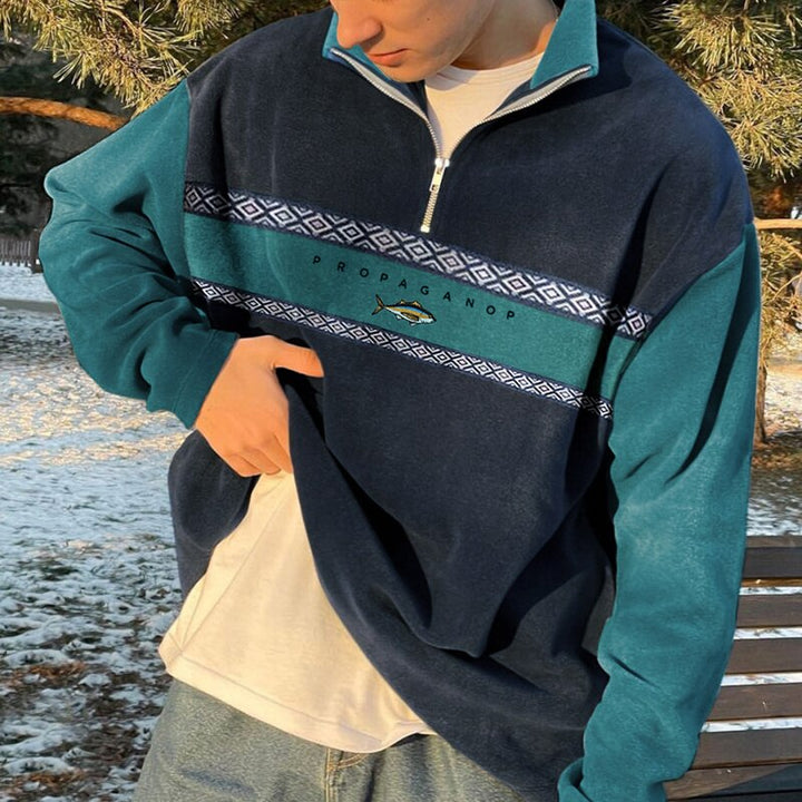 Elijah - Fashionable High Collar Half Zip Pullover