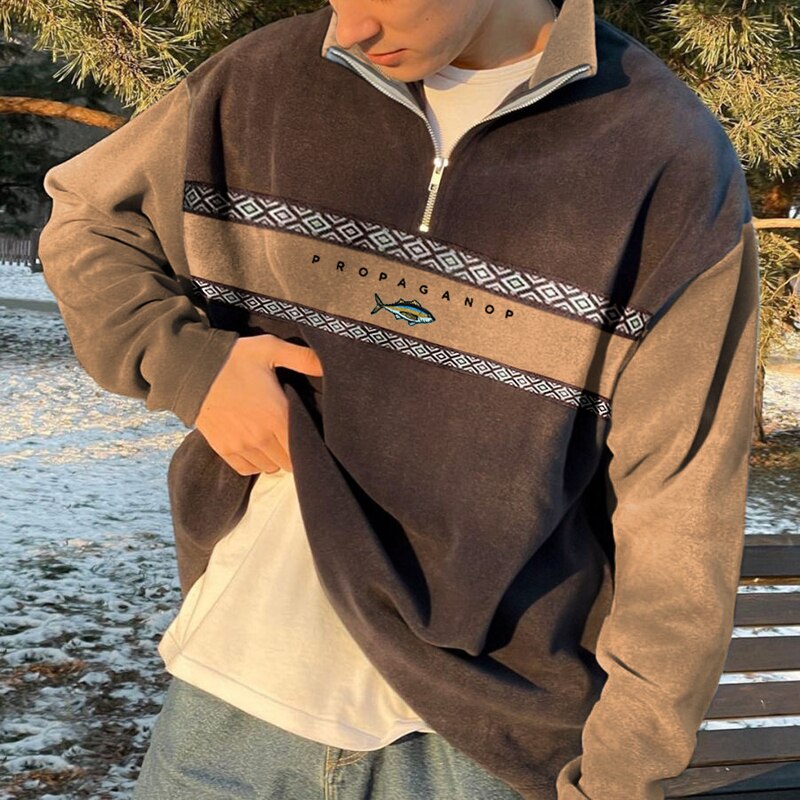 Elijah - Fashionable High Collar Half Zip Pullover