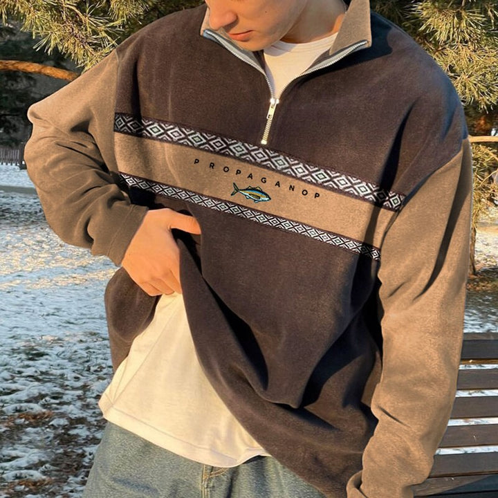 Elijah - Fashionable High Collar Half Zip Pullover