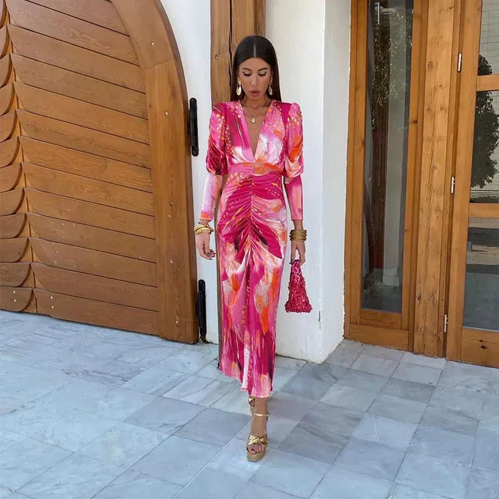 Women’s Chiffon Wrap Maxi Dress – Flattering Silhouette Wedding Guest Designer Dress