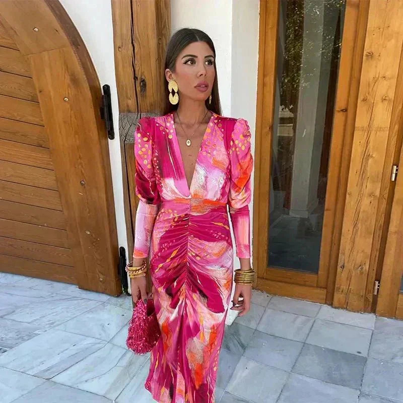 Women’s Chiffon Wrap Maxi Dress – Flattering Silhouette Wedding Guest Designer Dress