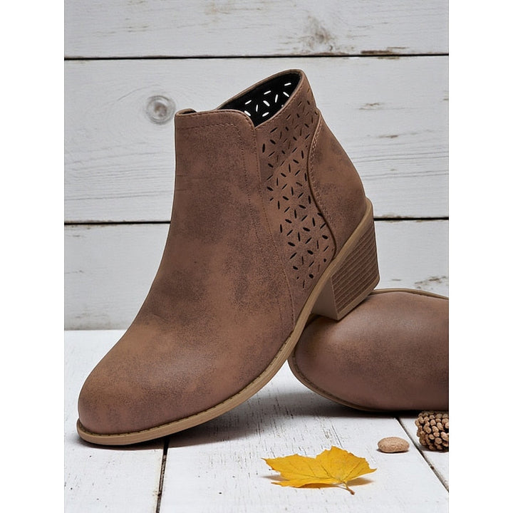 Hollis | Cutout Low Heeled Ankle Boots