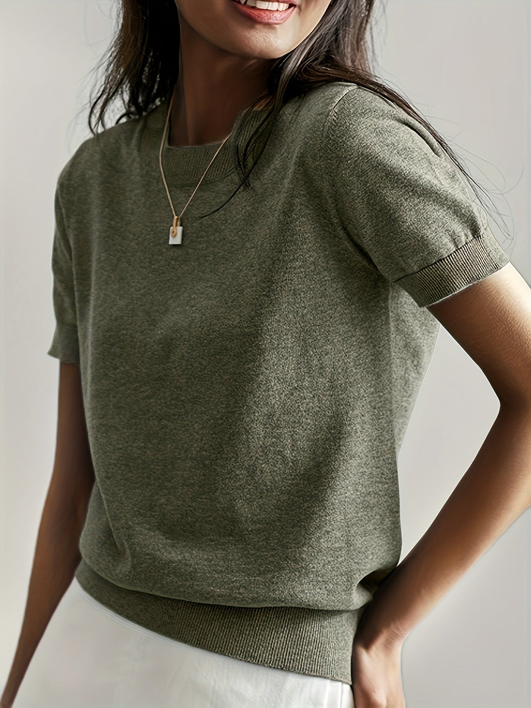 Harriet | Fine Knit Short Sleeve Sweater