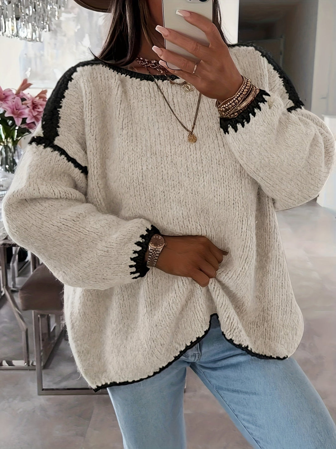 Willa | Women's Sweater with Crewneck and Ribbed Cuffs