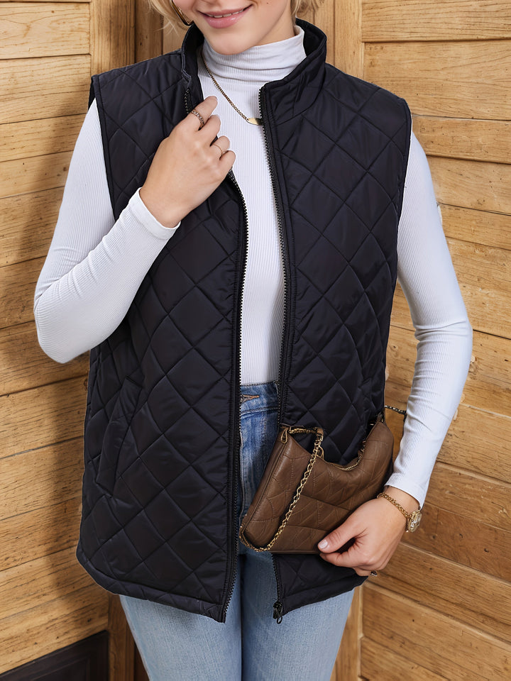 Eileen | Layered Long Vest with Check Pattern