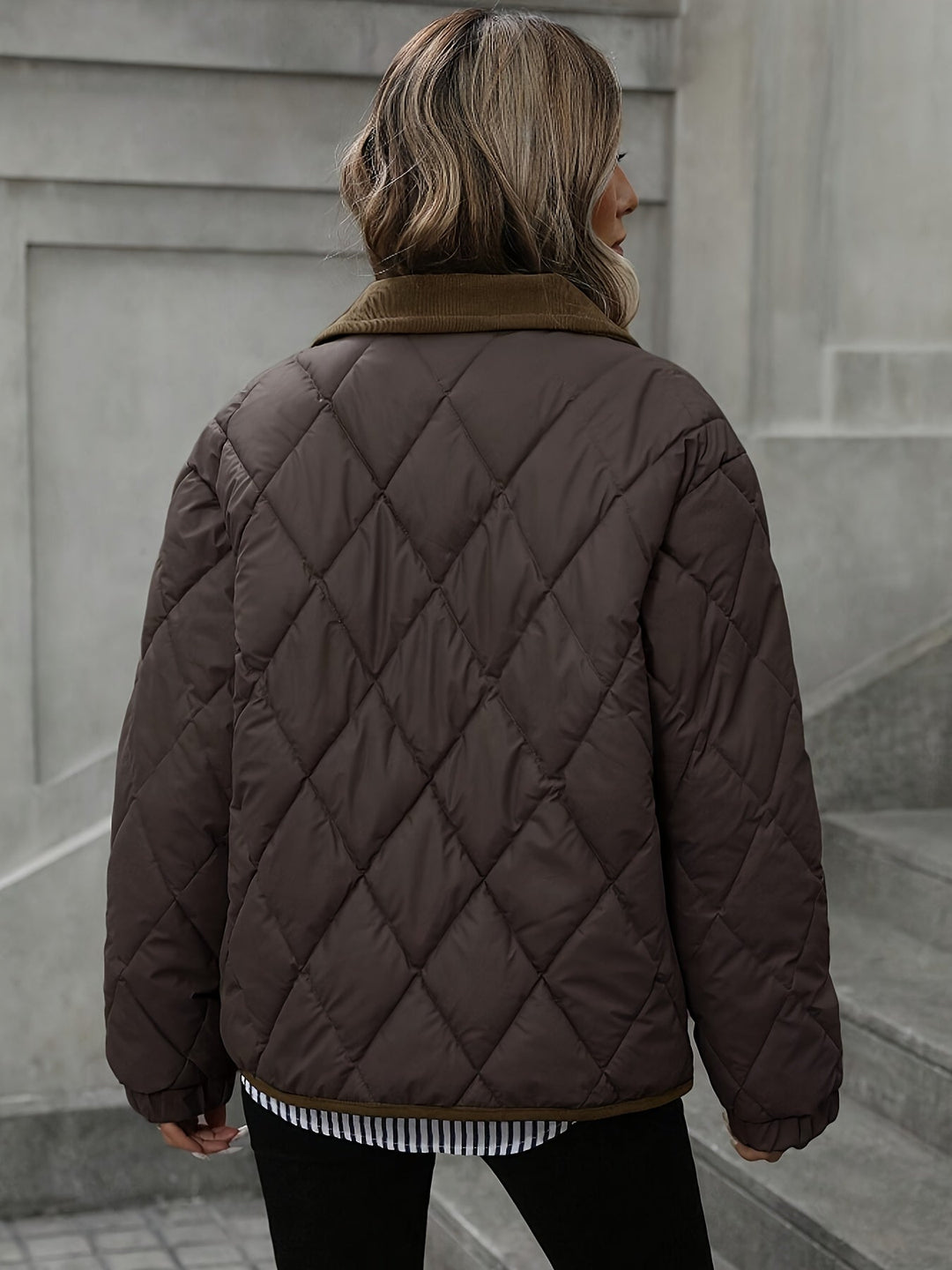 Imogen | Quilted Down Jacket with Check Pattern
