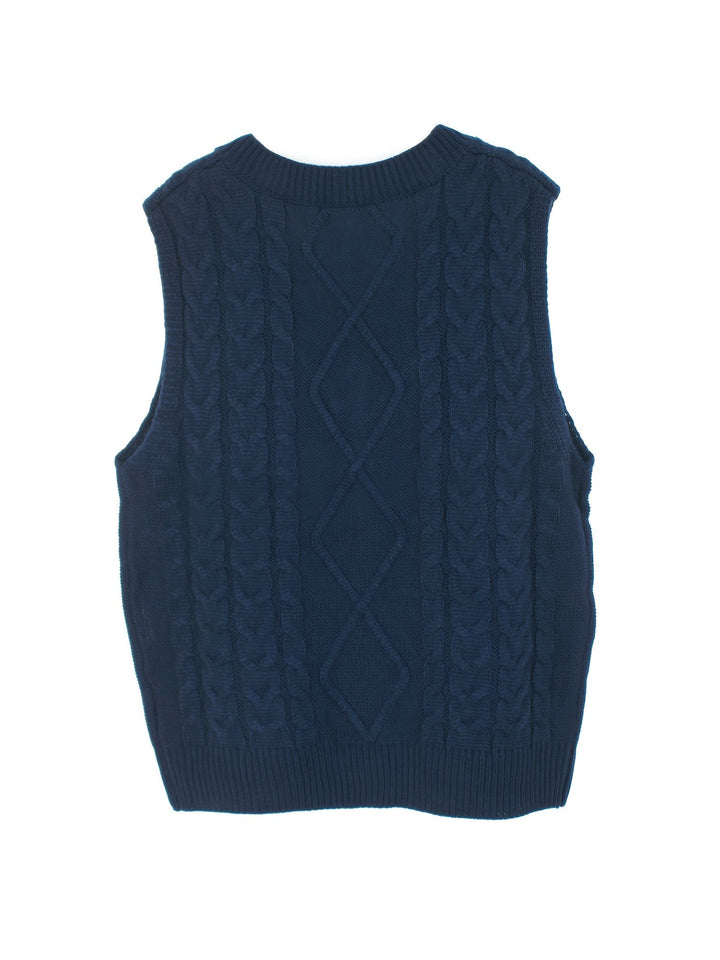 Cora | Cozy Cable Knit V-Neck Sweater Vest