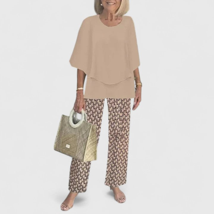 Demi | Floral Print Top with Wide-Leg Trousers Set
