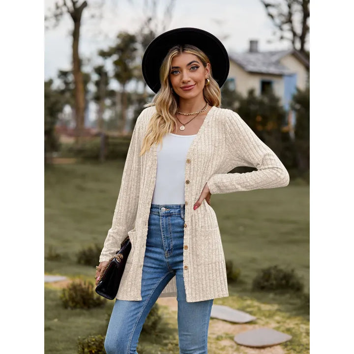 Ember | Women's Cardigan with Buttons and Ribbed Texture