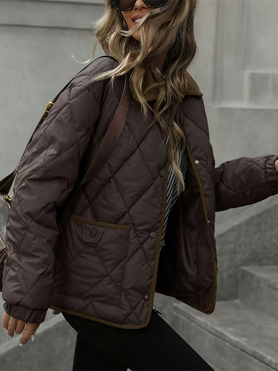 Imogen | Quilted Down Jacket with Check Pattern