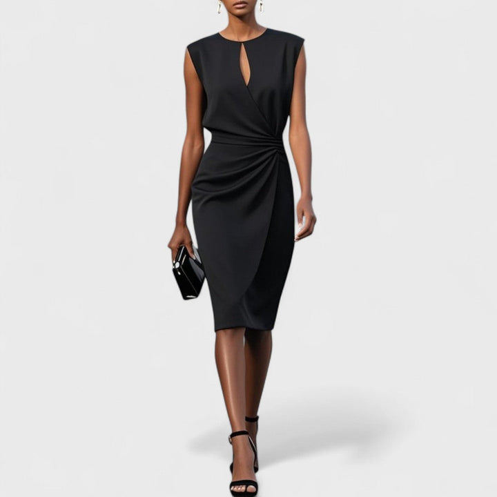 Elegant Figure Flattering Silhouette Matte Satin Crepe With Intricate Detailing Dress