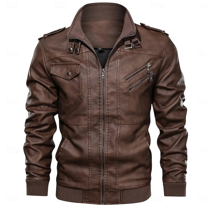 Franklin | Robust Stand Collar Biker Jacket