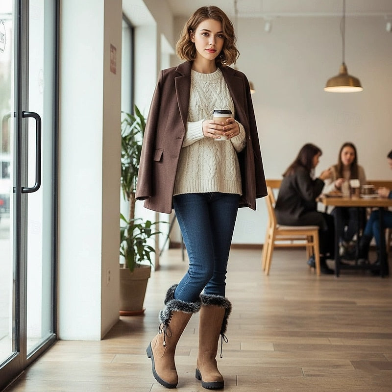 Adriana | Knee-High Winter Boots with Fur Trim