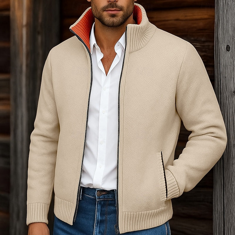 Gregory | Stand Collar Zip Cardigan