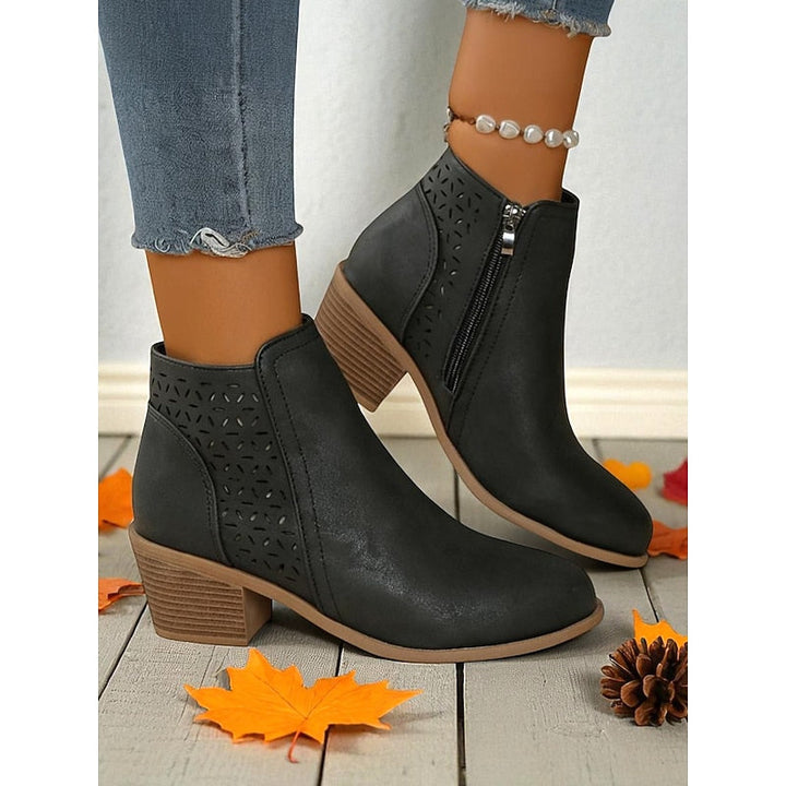 Hollis | Cutout Low Heeled Ankle Boots
