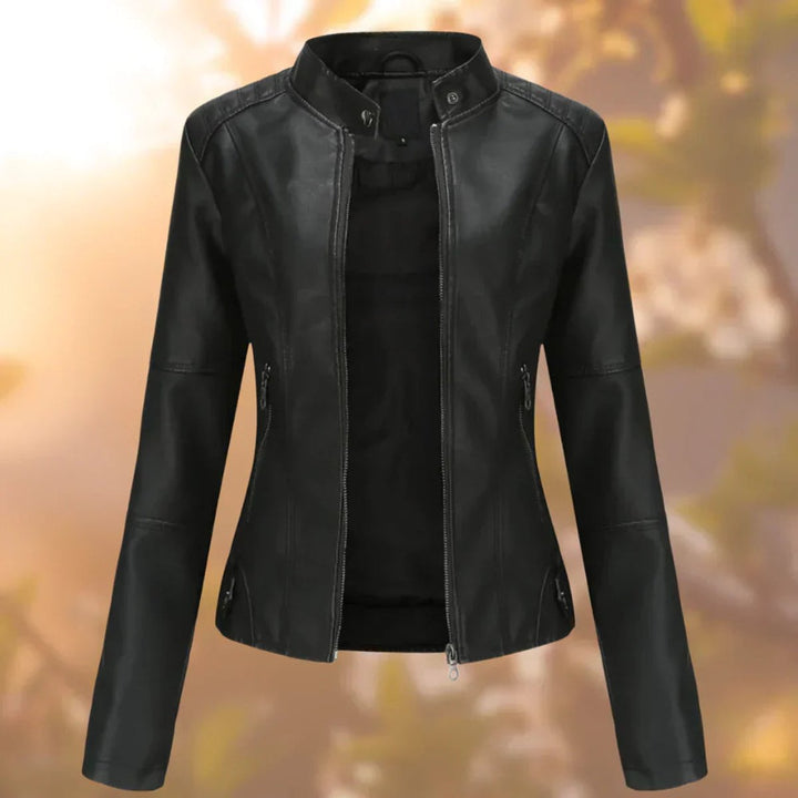 Graciela | High-Collared Zip-Up Effortless Leather Jacket