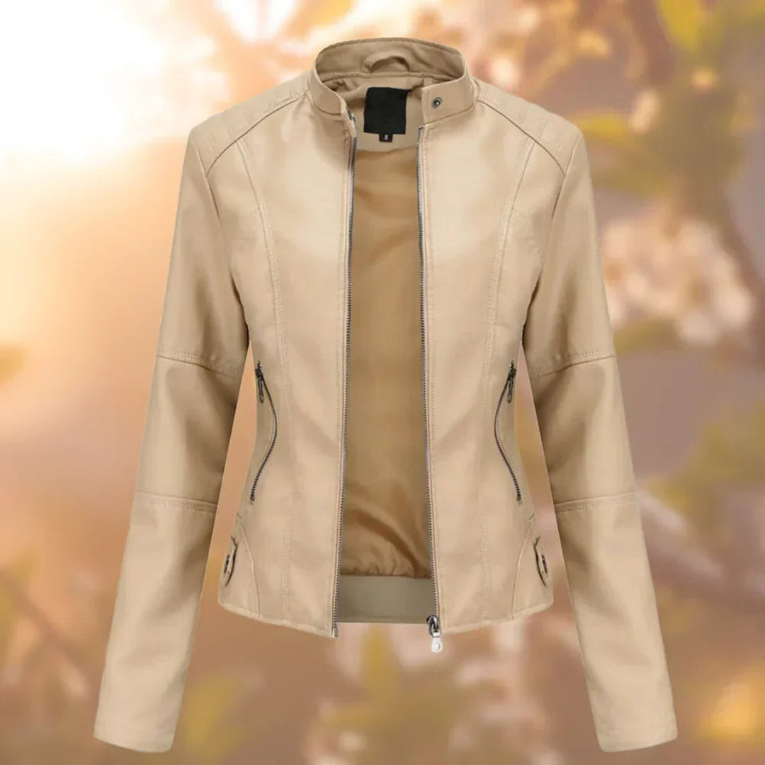 Graciela | High-Collared Zip-Up Effortless Leather Jacket