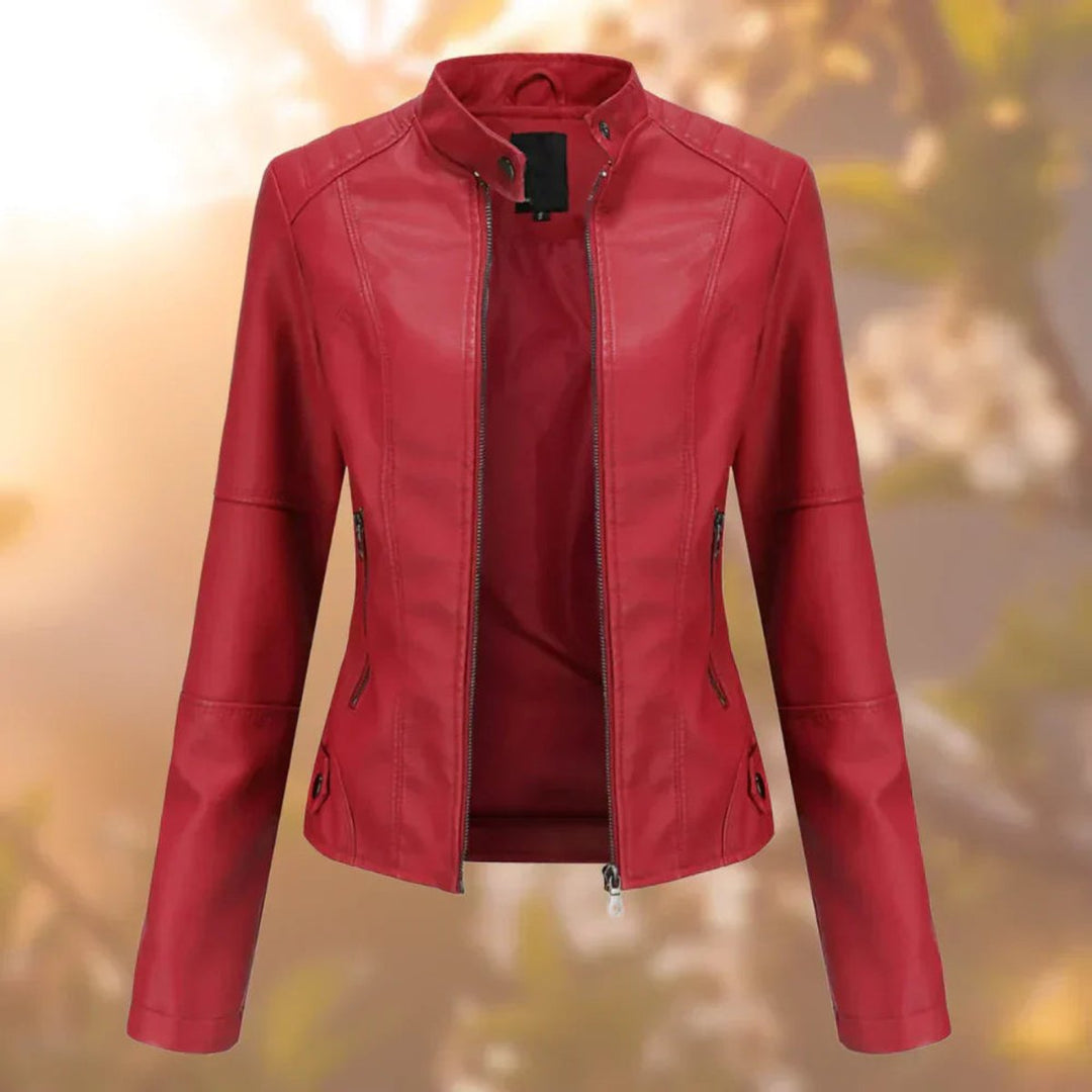 Graciela | High-Collared Zip-Up Effortless Leather Jacket