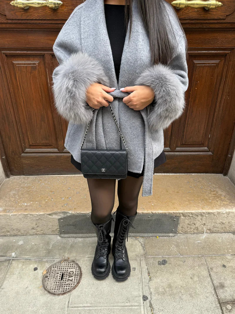 Ladies Winter Coat with Faux Fur Collar