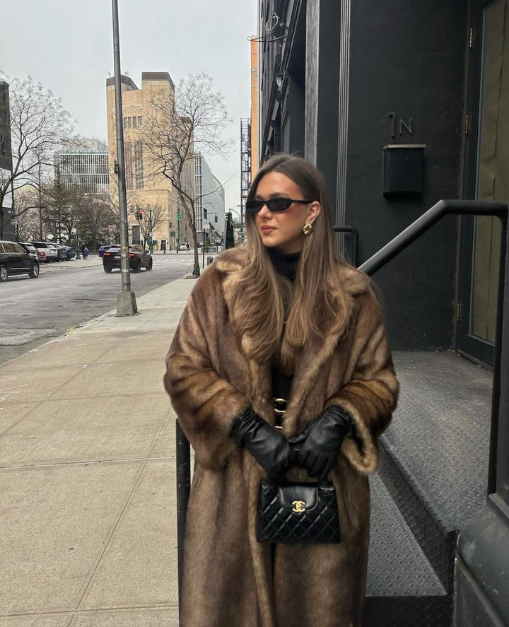 Ladies Long Faux Fur Coat with Relaxed Fit